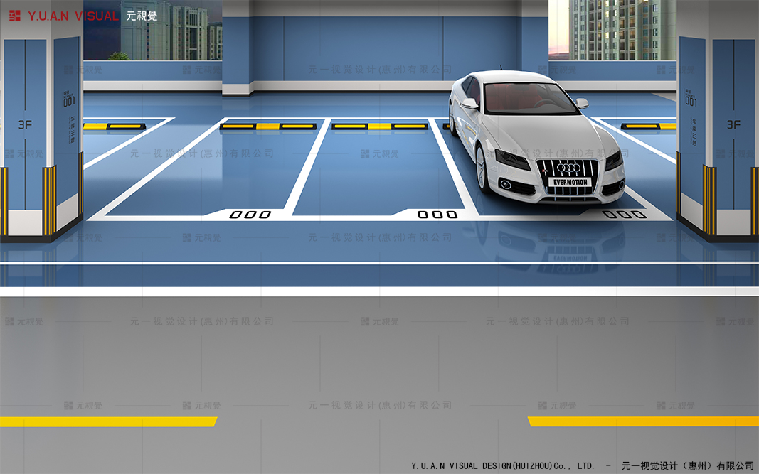 停车场设计车位特写效果图