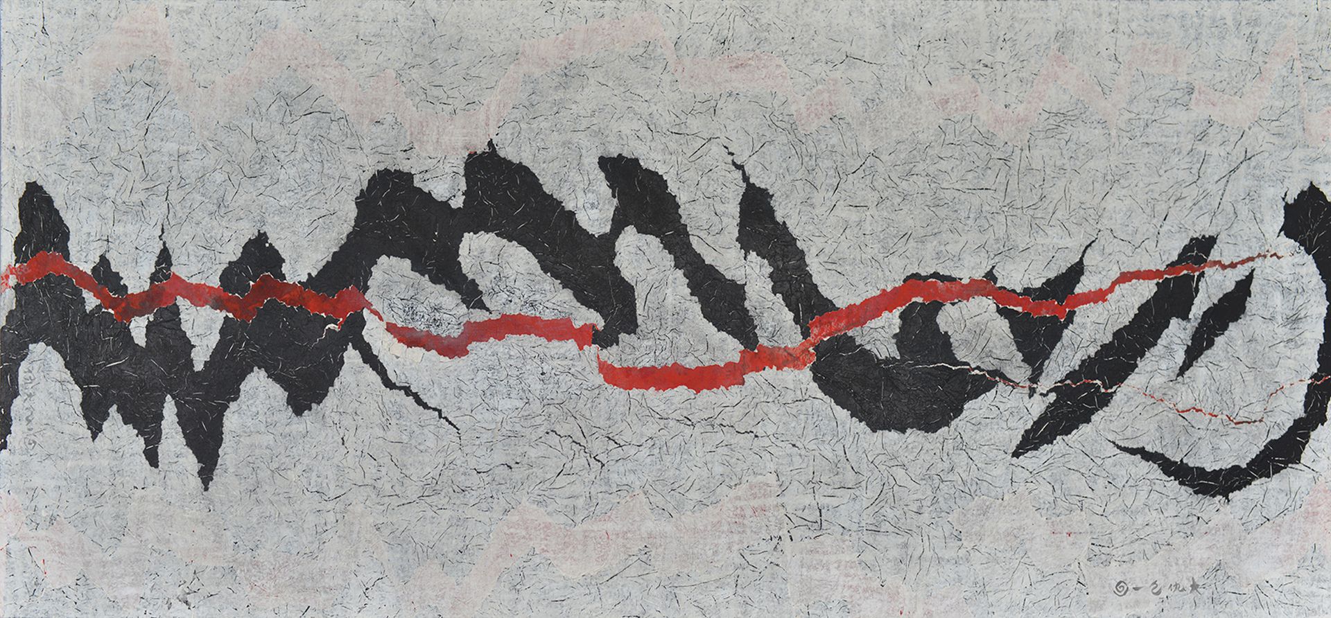 裂变54仇德树宣纸、水质丙烯色、画布、板框100×220cm2008-2010