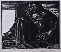 展览作品-修图-一个女人在她腿上的死亡木刻版画26.5×31.5cm1921