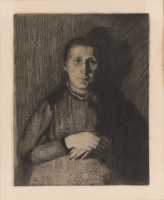 展览作品-修图-双手叠交的女人铜板蚀刻版画28.6×22.8cm1931-