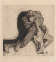 展览作品-修图-死神和女人铜板蚀刻版画44.8×44.6cm1910