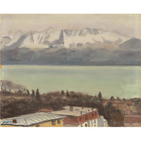 1_0022_洛桑格拉蒙特Gramont,Lausanne阿尔贝·马尔凯AlbertMarquet面板油画Oilonpanel21×30cm1936