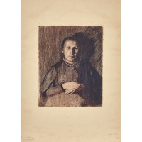 1_0004_双手叠交的女人铜板蚀刻版画28.6×22.8cm