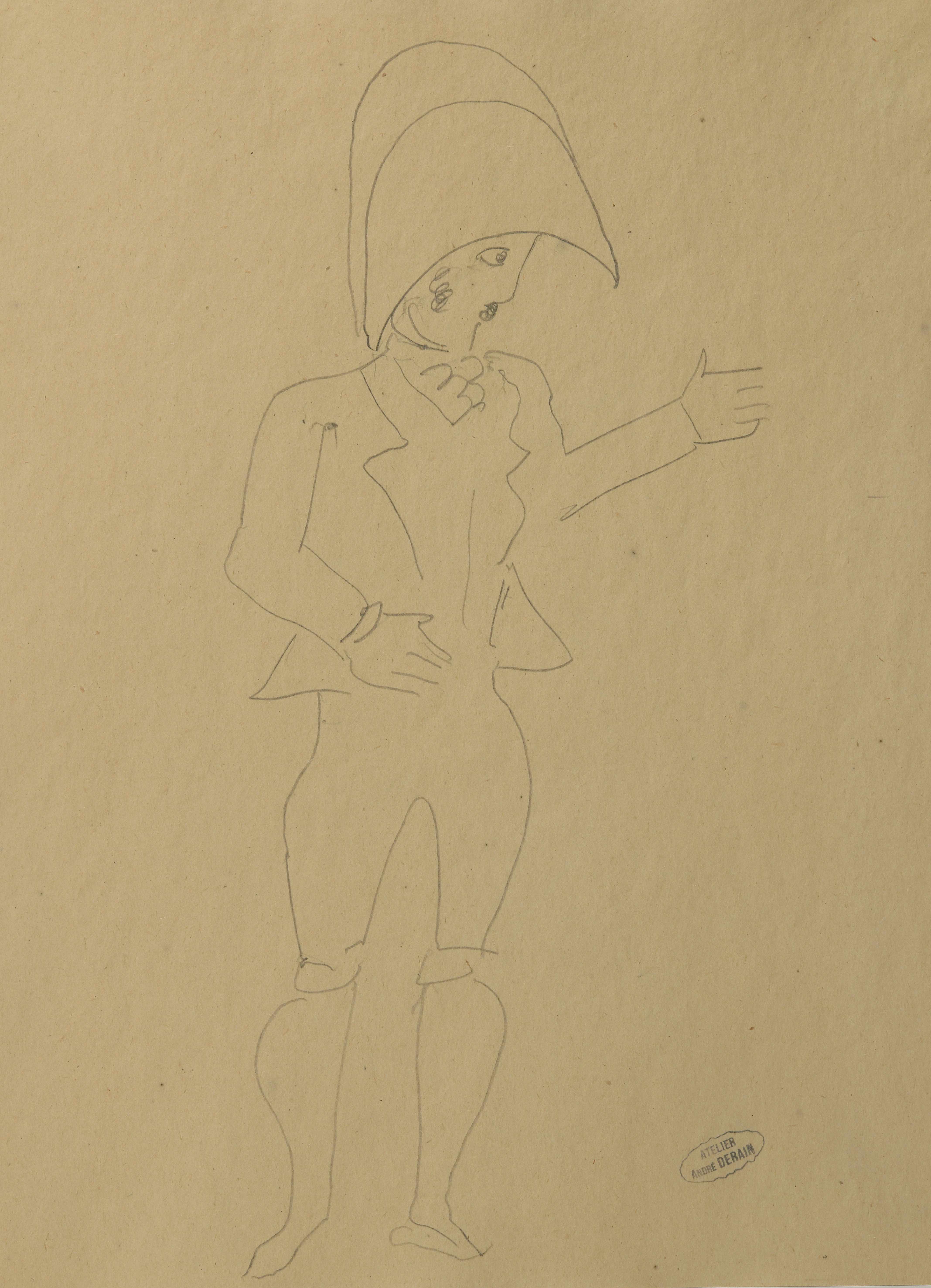 西画-29-1DERAIN德兰素描带着三角帽的男人31x24.5CMK4