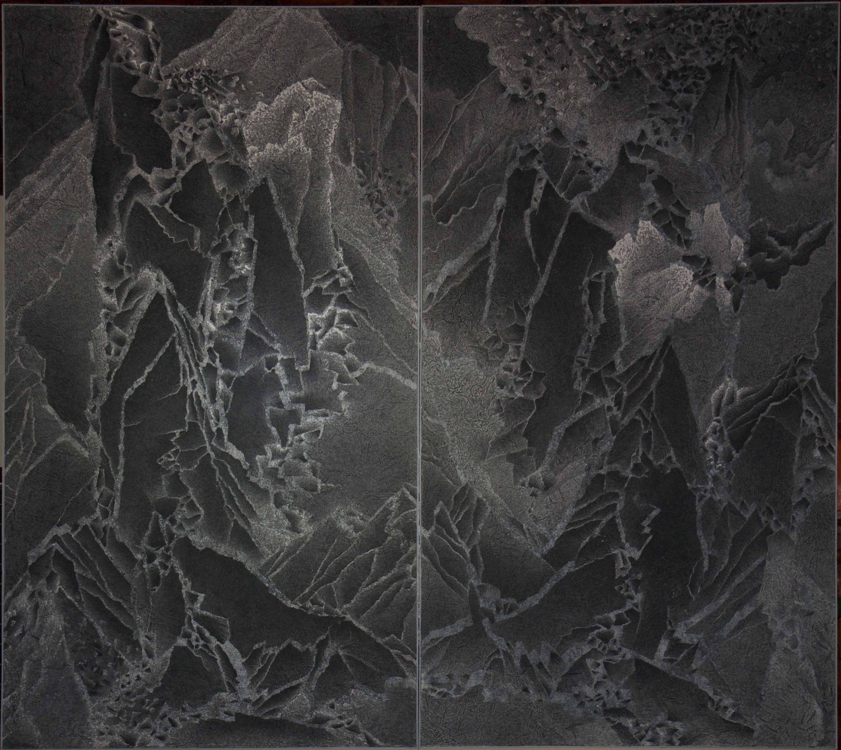 官网艺术家主要作品-仇德树主要作品需修图-仇德树二联大黑白宣纸、丙烯、画布405×222cm×22008-2009