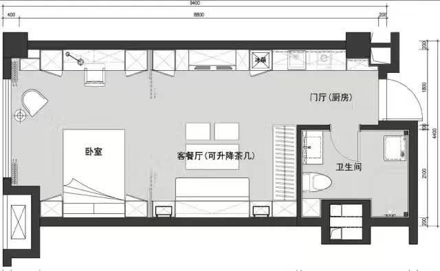 成都软装公司｜37平长条形单身公寓，灵活性超大