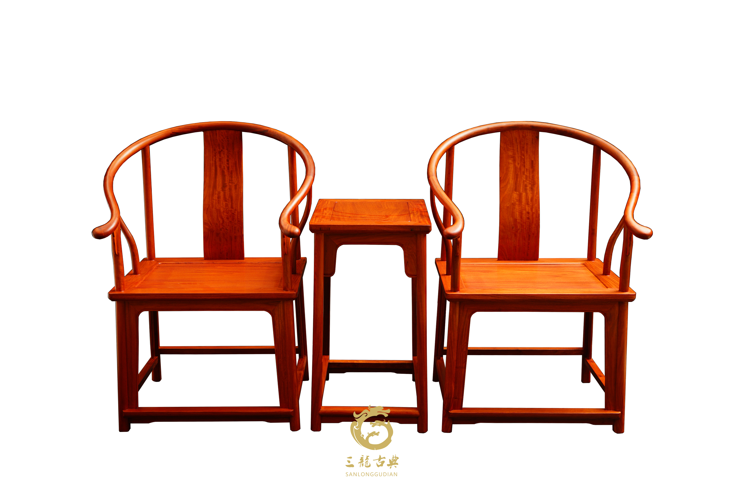 缅花圈椅三件套-三龙家具-仙作红木家具丨明清家具生产厂家丨私人红木