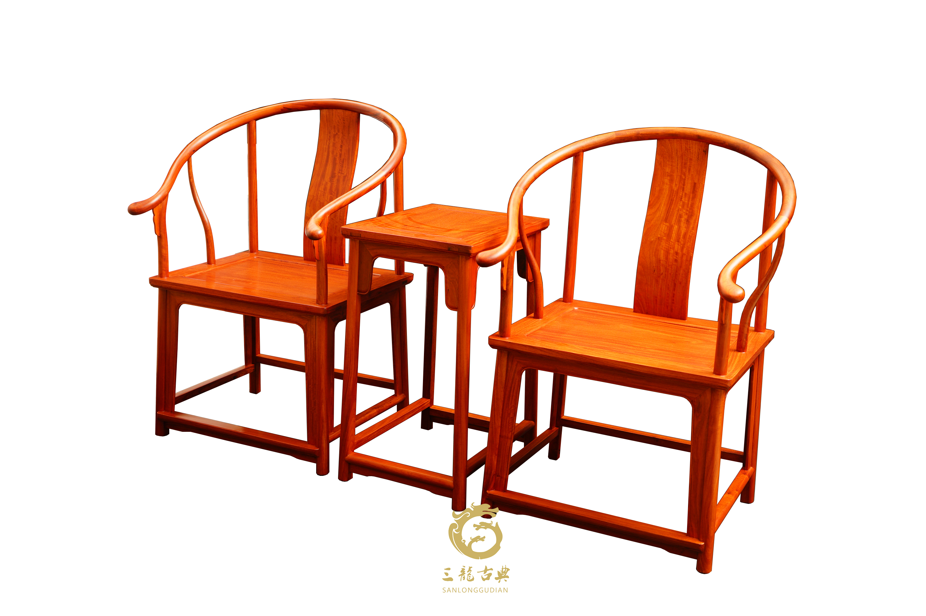 缅花圈椅三件套-三龙家具-仙作红木家具丨明清家具生产厂家丨私人红木