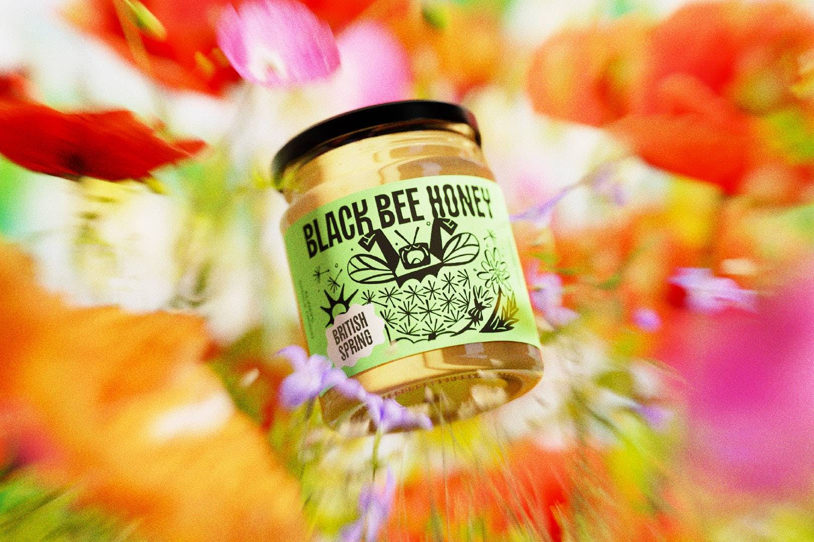 Logo, branding and packaging for British single origin Black Bee Honey designed by OMSE