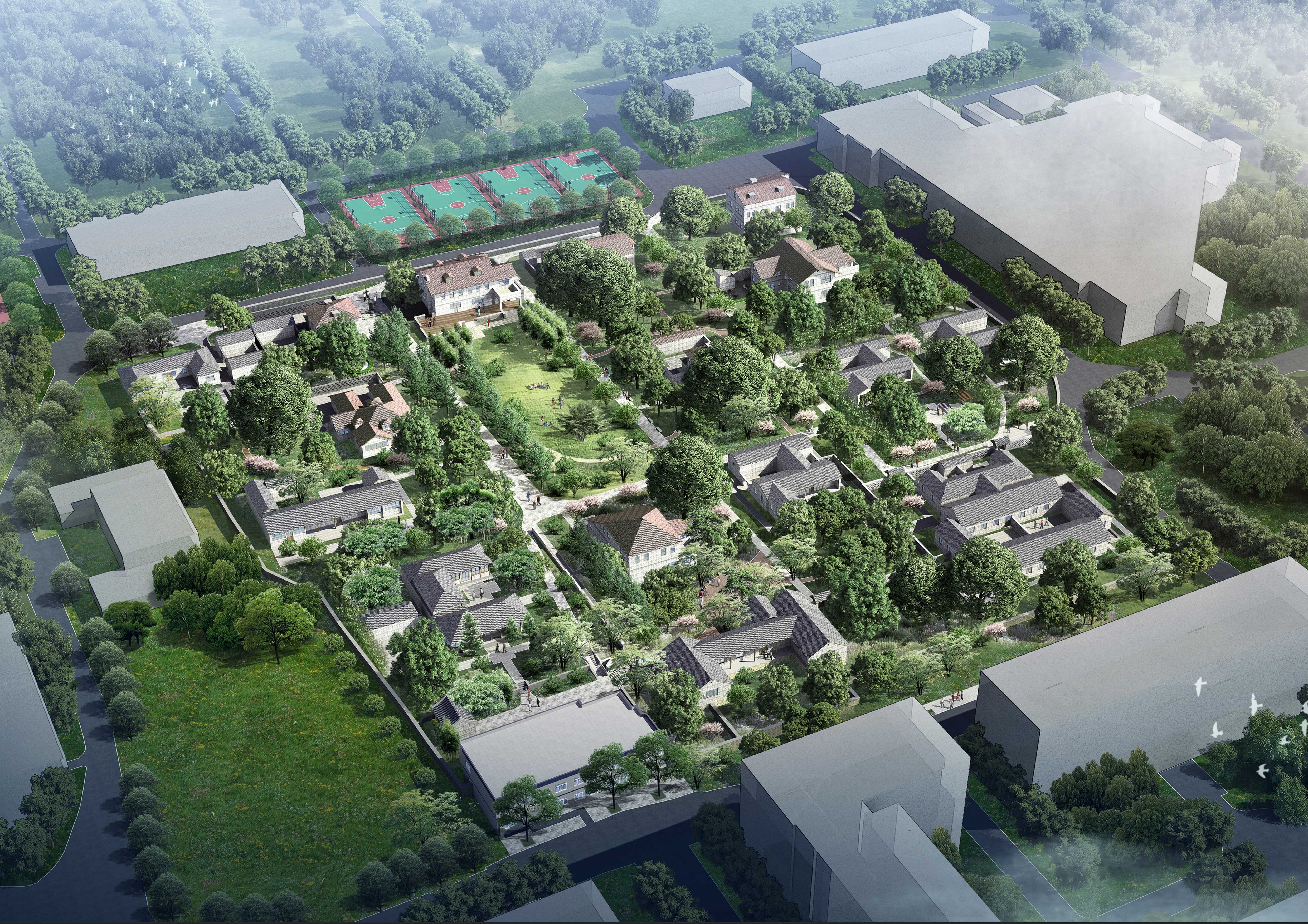 07b燕南园鸟瞰图-AerialviewofYannanGarden-1