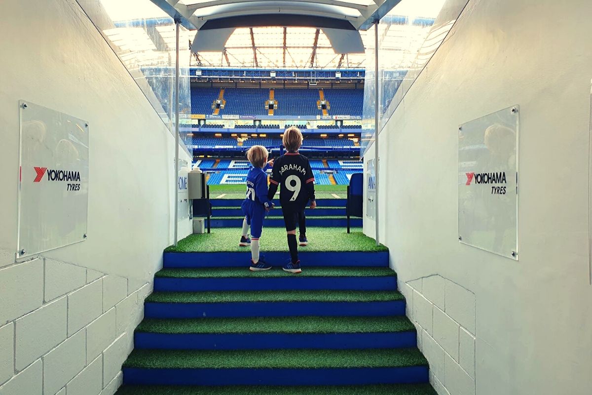 Walking-through-the-players-tunnel-at-Stamford-Bridge