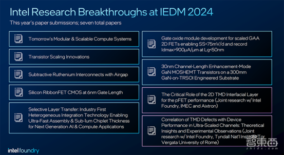 英特尔IEDM 2024大晒技术突破：超快速芯片间封装、业界首创晶体管、减成法钌互连