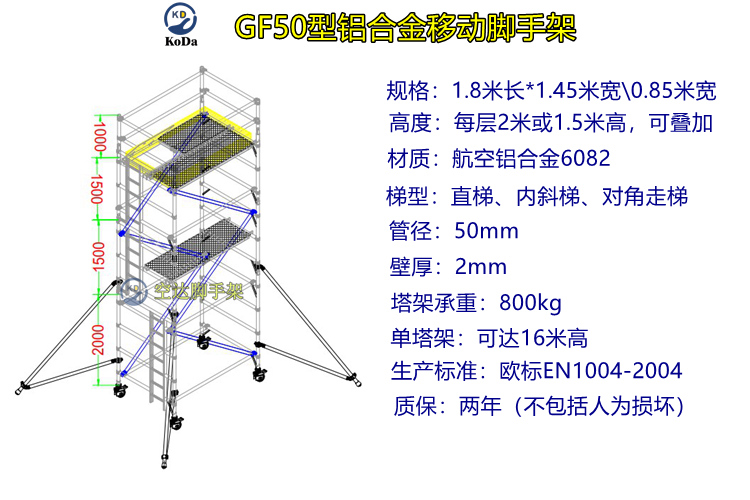 GF500型双宽铝合金移动脚手架