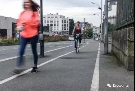 在城市慢行道上安装该计数器可以分别统计客流和自行车流量