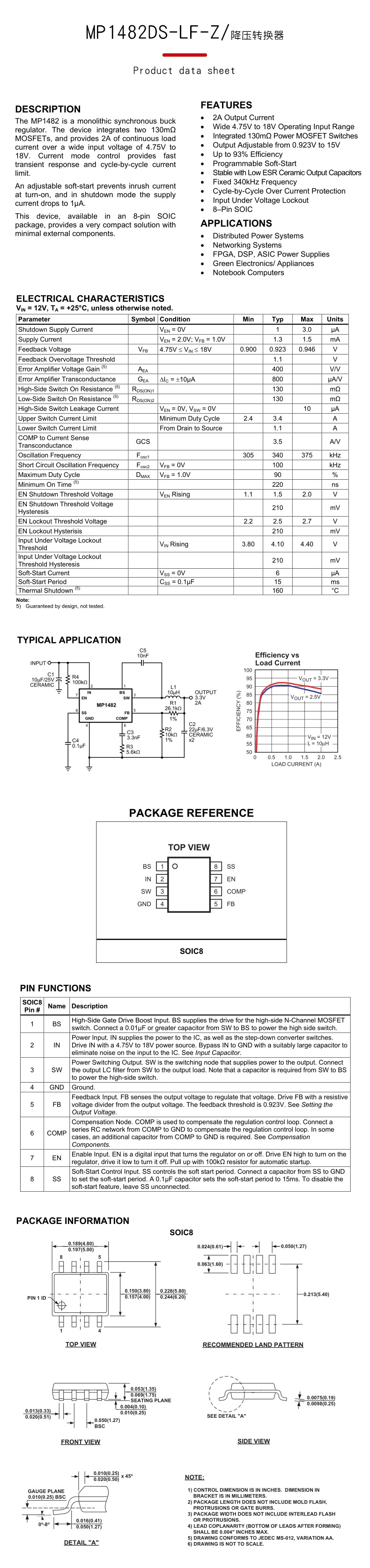 MPS/MP1482DS-LF-Z/SOIC-8-56990-深圳优信电子科技有限公司