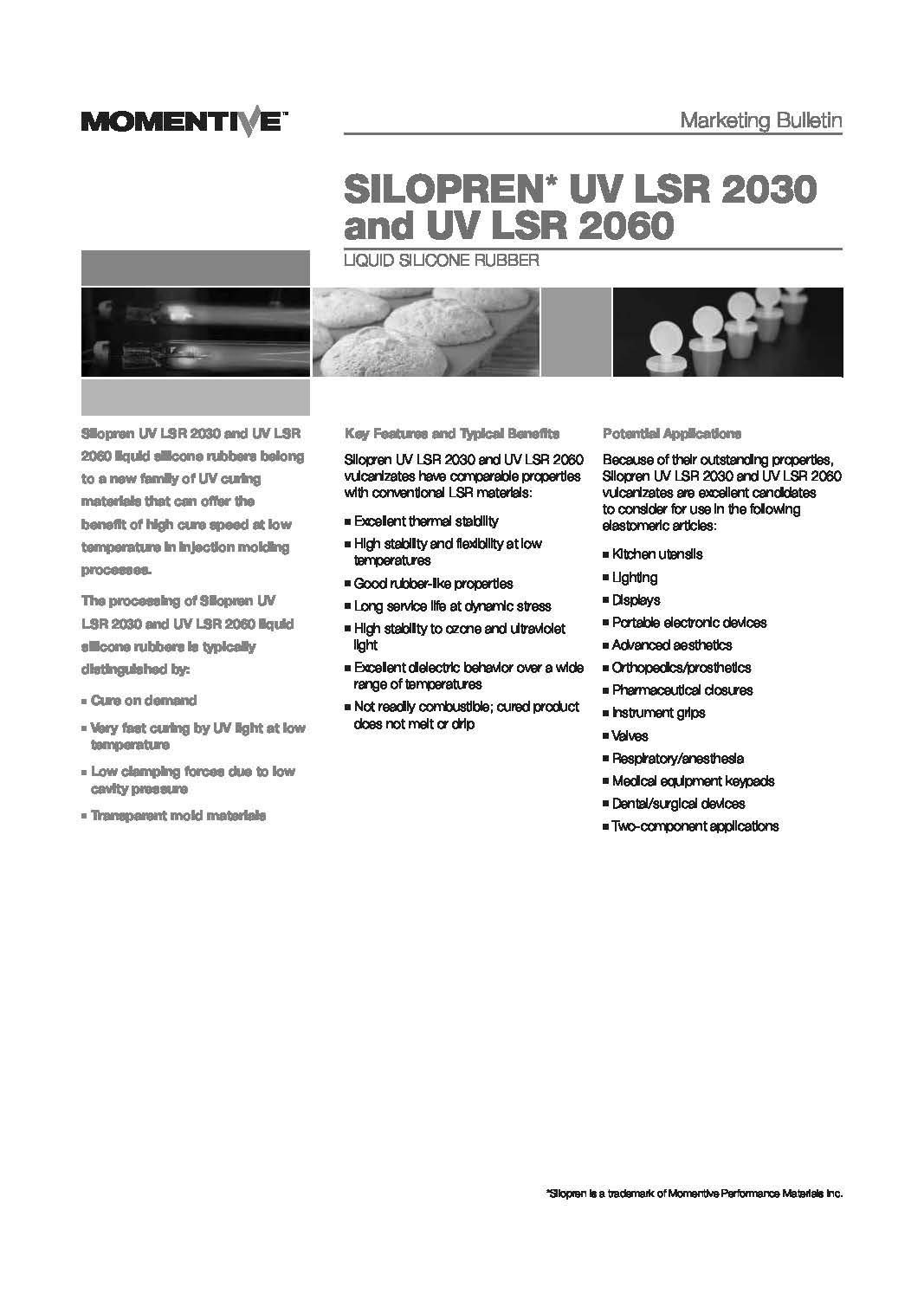 uv固化注射成型液态硅胶物性表1