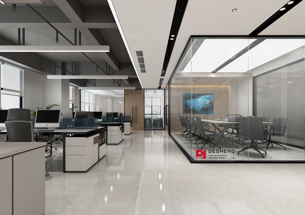 新伟辰石化办公室设计：在呈现空间深度与质感的同时，亦强调了企业品牌的视觉印象