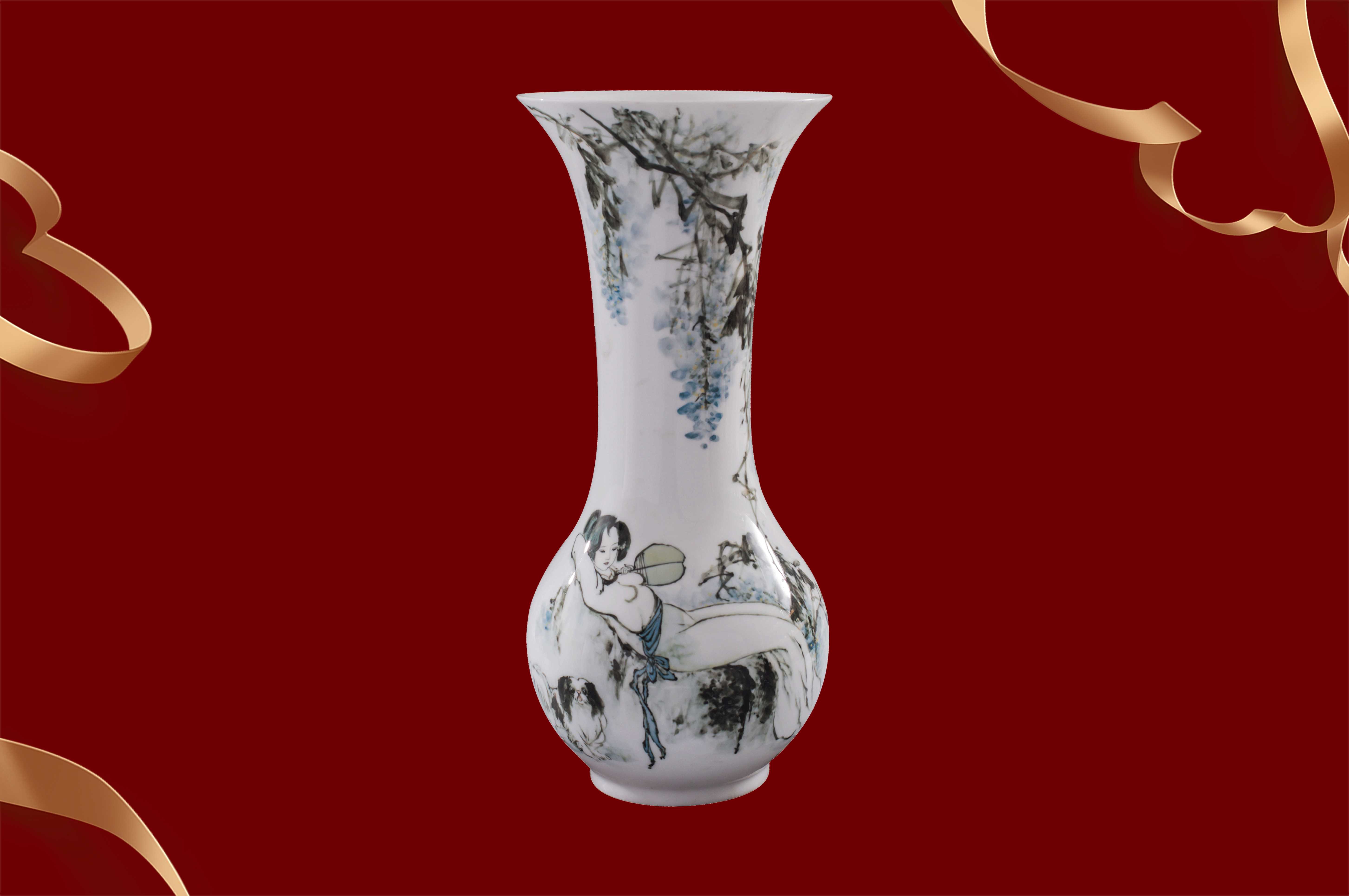 紫气东来卷意怀巴拿马瓶-湖南醴陵红官窑瓷业有限公司