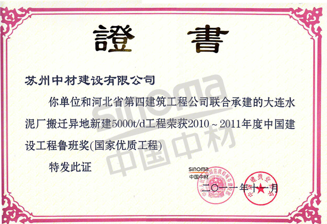Luban Award( Dalian Project)