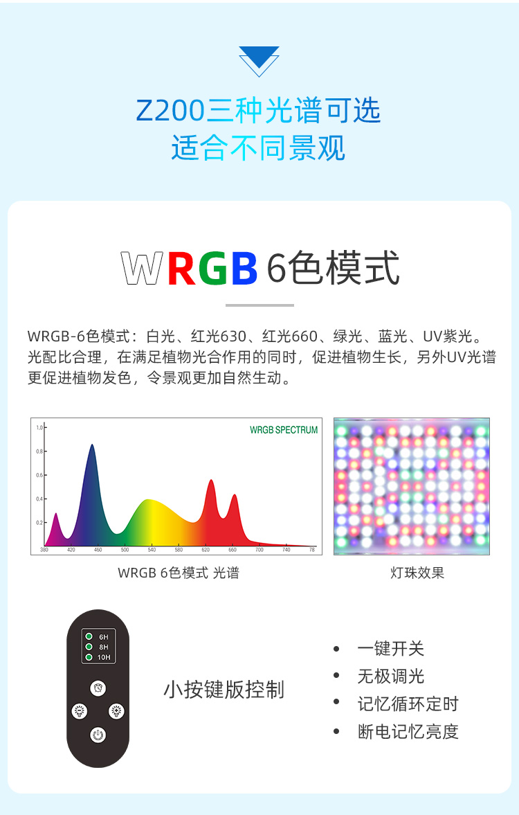 威尔康Z200WRGBUV水草灯爆藻灯溪流原生灯LED全光谱植物发色草灯-珠海威