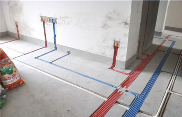 1、全房弹好施工水平线   2、开槽弹好垂直线进行开槽   3、布局垂直，角度90度   4、水走天，电走地   5、强弱电用线管区分   6、打压处理时，30分钟以上    0.08mpa以上   7、终身保修制