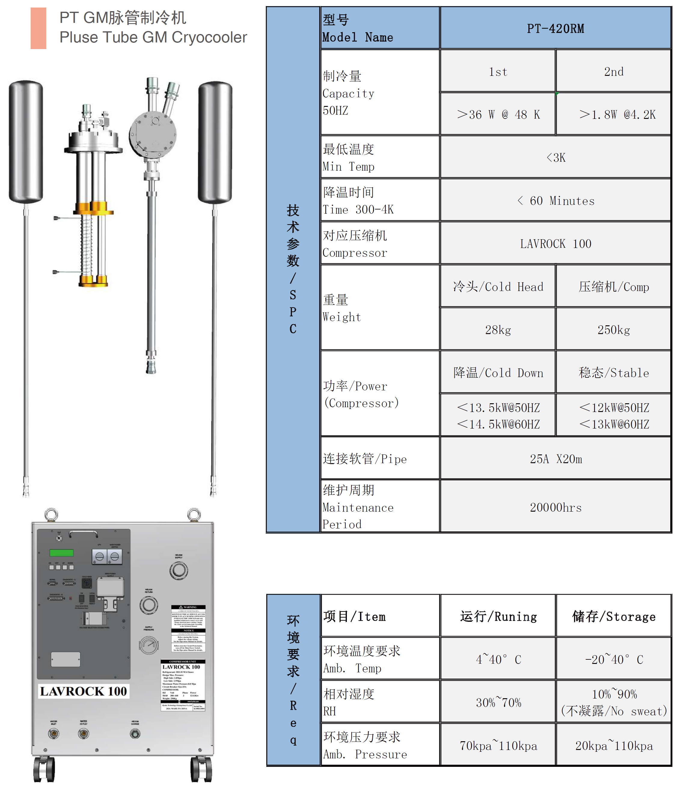 脉管制冷机-PT420-氢合科技（广州）有限公司
