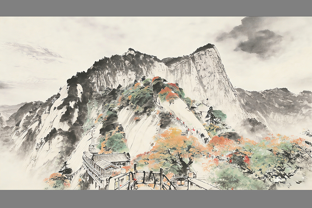 A3018华山全景水墨华山