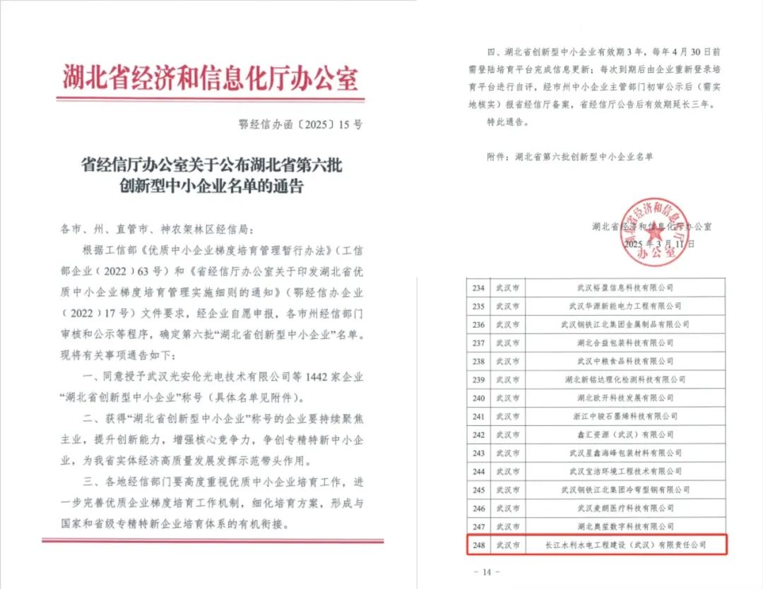 长江水利获评，鄂企再添新军！