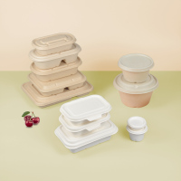 美式可降解纸浆餐盒一次性甘蔗渣打包外卖环保餐具碗餐盒-3