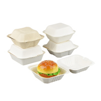 一次性可降解环保餐具甘蔗渣纸浆外卖包饺子蛋糕热狗汉堡盒-1