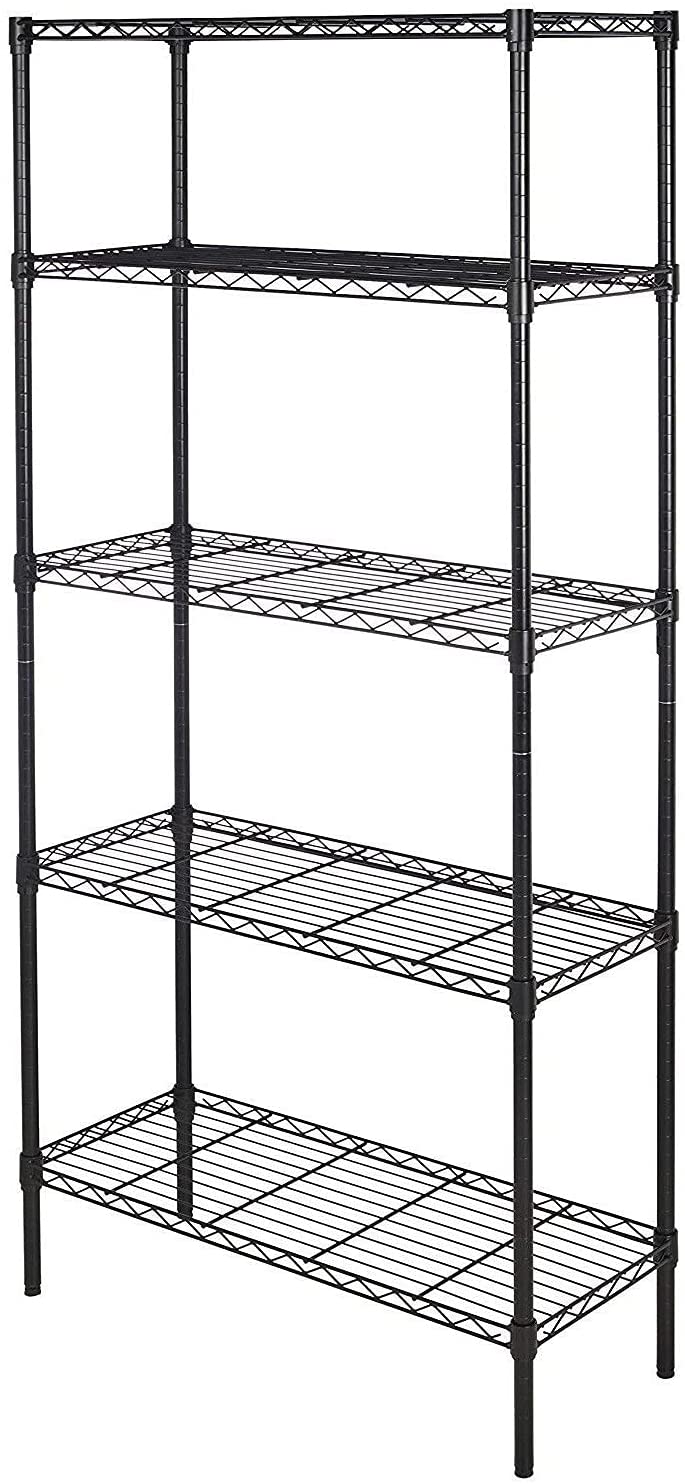 Basics 4-Shelf Adjustable, Heavy Duty Storage Shelving Unit (350 lbs  loading capacity per shelf), Steel Organizer Wire Rack, Black, 36 L x 14