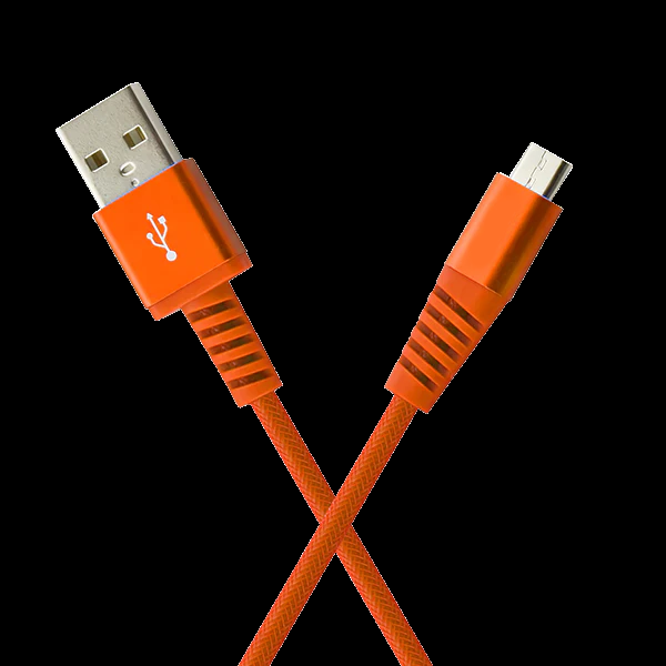 RuggedV3MicroUSBBraidedChargingCable-2.4AOrange