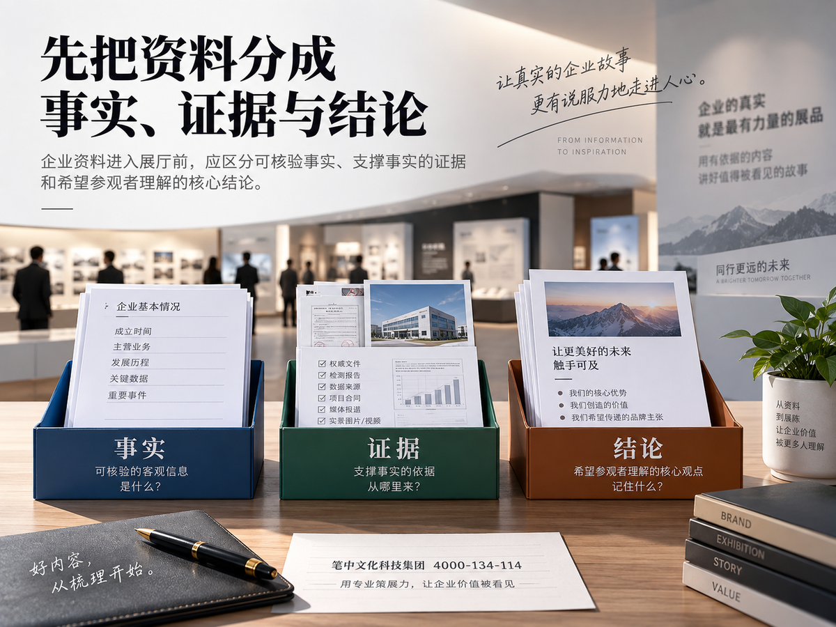企业展厅资料很多却讲不清？用三层证据结构组织内容
