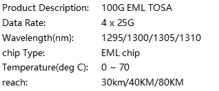 100G EML TOSA-成都光创联科技有限公司