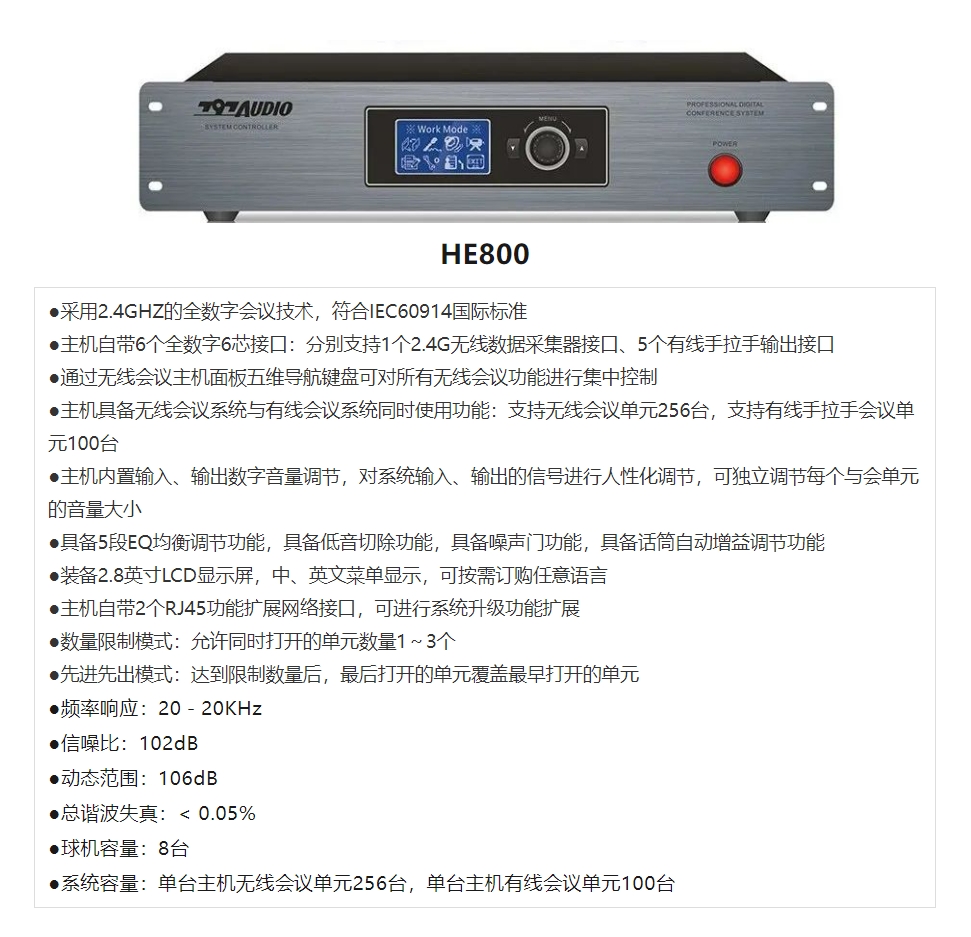 HE800无线会议系统主机1