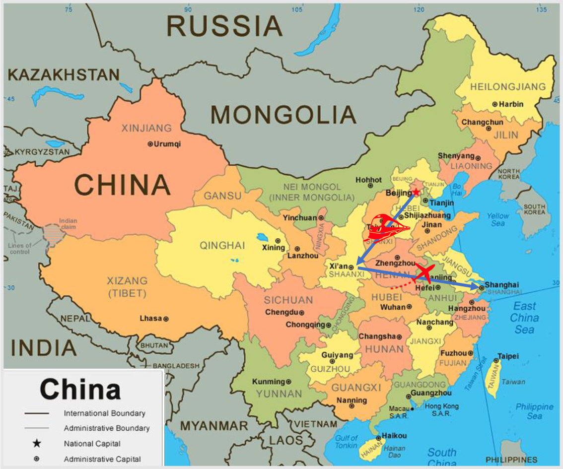 Route Tour 1 of China travel