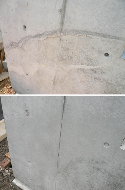 清水混凝土表面质感修补前后的效果对比