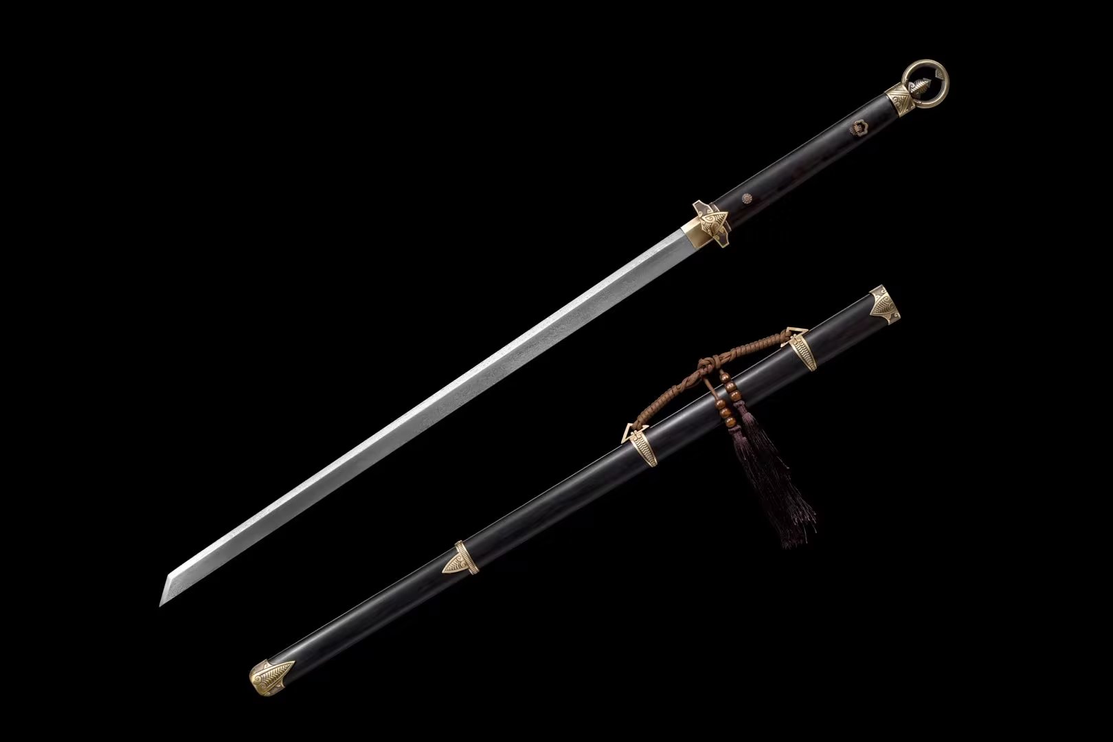 铜装义丰环首唐刀：售1160尺寸、全长103cm 、韧长71cm 柄长25cm 韧宽3.2cm，厚0.72cm 、带鞘全重1.75Kg、净重1 ...