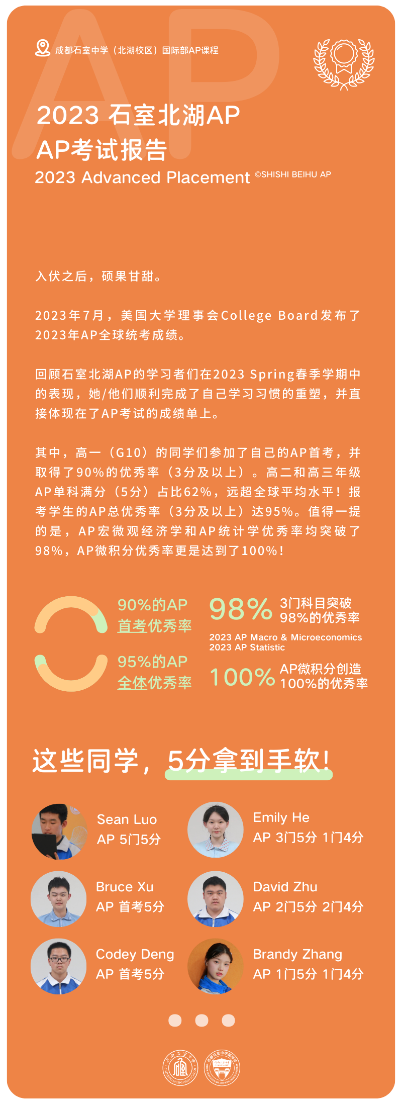 成都石室中学北湖校区国际部AP课程开了几门AP课？AP考试成绩如何？