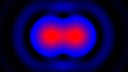 [Translate to chinese:] Intensity distribution (arbitrary color coding) of an image of two points where the distance between them corresponds to the Rayleigh criterion.