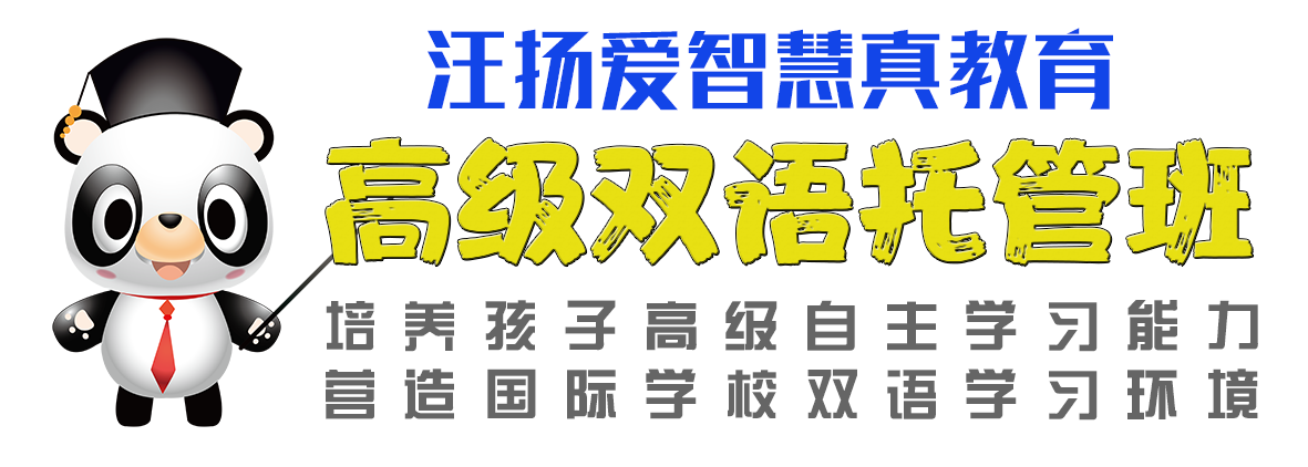 汪扬爱智慧真教育------高级双语托管班LOGO,培养孩子高级自主学习能力，营造国际学校双语教学环境