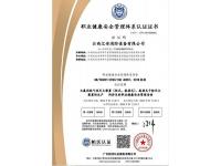 职业健康安全管理体系认证证书