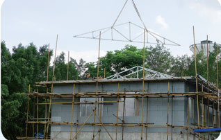 12. Assembly of roof steel frame