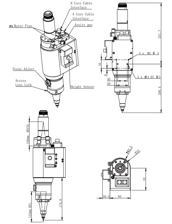 GF1014kW3D机器人手动调焦切割头