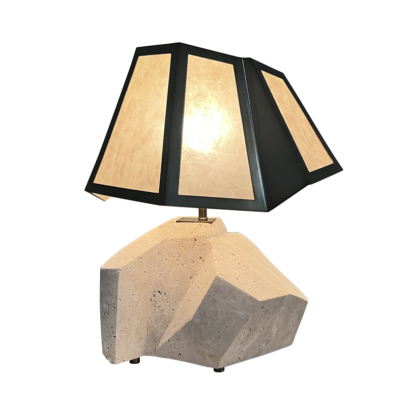 DL-0125-Chinese-stylemicasheettravertinetablelamp中古云母洞石台灯DL-0125-2