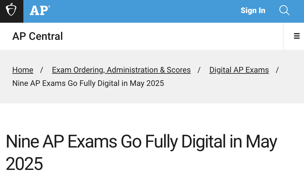 CB官宣：2025年AP考试9门科目将永久以机考形式进行!