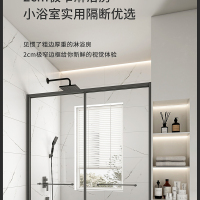 网红枪灰一字屏极简淋浴房浴室隔断玻璃房干湿分离简约卫生间