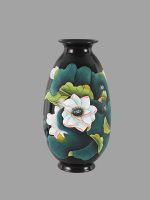 龙山黑陶彩陶荷花牡丹花瓶