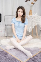ssa白色提花丝袜穿搭蓝色连衣裙的淘宝图