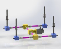 多台联动-4台联动H型滚珠螺母移动